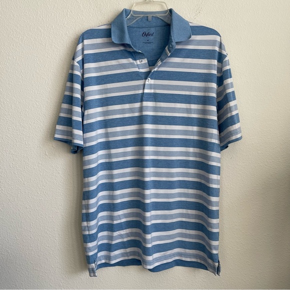 OXFORD Striped Stretch Performance Short Sleeve Polo - Picture 2 of 5